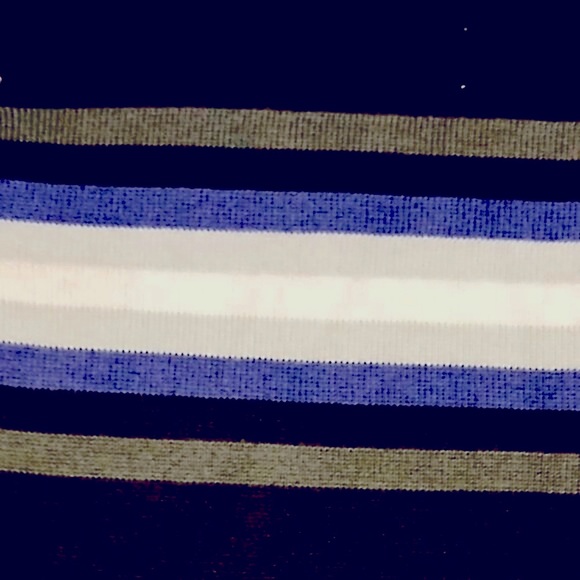 Vintage Ben Sherman Polo Blue White & Gray Stripe Men L Heavy Knitted Like New - Picture 3 of 3